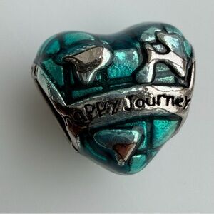 Blue- Green World Map Heart Shaped 925 Sterling Silver Charm Bracelet